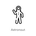 outline astronaut vector icon. isolated black simple line element illustration from literature concept. editable vector stroke