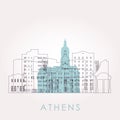 Outline Athens, Georgia skyline with landmarks. Royalty Free Stock Photo