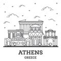 Outline Athens Greece City Skyline with Historical Buildings Isolated on White Royalty Free Stock Photo