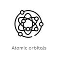 outline atomic orbitals vector icon. isolated black simple line element illustration from education concept. editable vector Royalty Free Stock Photo