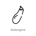 outline aubergine vector icon. isolated black simple line element illustration from fruits and vegetables concept. editable vector