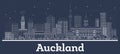 Outline Auckland New Zealand City Skyline with White Buildings