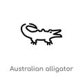 outline australian alligator vector icon. isolated black simple line element illustration from culture concept. editable vector