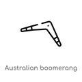 outline australian boomerang vector icon. isolated black simple line element illustration from culture concept. editable vector Royalty Free Stock Photo
