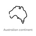 outline australian continent vector icon. isolated black simple line element illustration from culture concept. editable vector