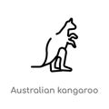 outline australian kangaroo vector icon. isolated black simple line element illustration from culture concept. editable vector