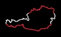 Outline Austria map flag contour design isolated on black background Royalty Free Stock Photo
