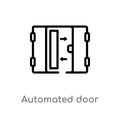 outline automated door vector icon. isolated black simple line element illustration from smart home concept. editable vector Royalty Free Stock Photo