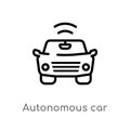 outline autonomous car vector icon. isolated black simple line element illustration from smart house concept. editable vector Royalty Free Stock Photo