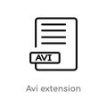 outline avi extension vector icon. isolated black simple line element illustration from user interface concept. editable vector Royalty Free Stock Photo