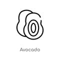 outline avocado vector icon. isolated black simple line element illustration from fruits concept. editable vector stroke avocado