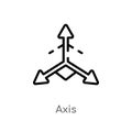 outline axis vector icon. isolated black simple line element illustration from geometry concept. editable vector stroke axis icon