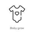 outline baby grow vector icon. isolated black simple line element illustration from clothes concept. editable vector stroke baby