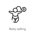 outline baby selling vector icon. isolated black simple line element illustration from kid and baby concept. editable vector
