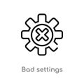 outline bad settings vector icon. isolated black simple line element illustration from user interface concept. editable vector Royalty Free Stock Photo
