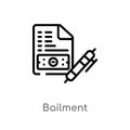 outline bailment vector icon. isolated black simple line element illustration from business concept. editable vector stroke Royalty Free Stock Photo