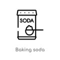 outline baking soda vector icon. isolated black simple line element illustration from cleaning concept. editable vector stroke Royalty Free Stock Photo