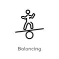 outline balancing vector icon. isolated black simple line element illustration from activity and hobbies concept. editable vector