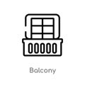 outline balcony vector icon. isolated black simple line element illustration from real estate concept. editable vector stroke