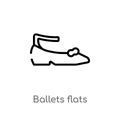 outline ballets flats vector icon. isolated black simple line element illustration from clothes concept. editable vector stroke