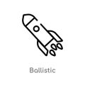 outline ballistic vector icon. isolated black simple line element illustration from education concept. editable vector stroke