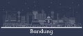 Outline Bandung Indonesia City Skyline with White Buildings. Bandung Cityscape with Landmarks