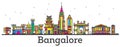 Outline Bangalore India City Skyline with Color Buildings Isolated on White. Royalty Free Stock Photo