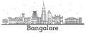 Outline Bangalore Skyline with Historic Buildings.