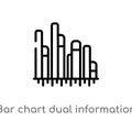 outline bar chart dual information vector icon. isolated black simple line element illustration from business concept. editable Royalty Free Stock Photo