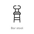 outline bar stool vector icon. isolated black simple line element illustration from buildings concept. editable vector stroke bar Royalty Free Stock Photo