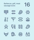 Outline Barbecue, grill, meat, sausage icons for web and mobile design pack 1 Royalty Free Stock Photo