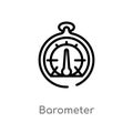 outline barometer vector icon. isolated black simple line element illustration from nautical concept. editable vector stroke