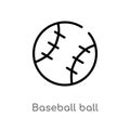 outline baseball ball vector icon. isolated black simple line element illustration from sports concept. editable vector stroke Royalty Free Stock Photo