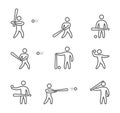 Outline baseball icons set