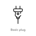 outline basic plug vector icon. isolated black simple line element illustration from technology concept. editable vector stroke