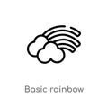 outline basic rainbow vector icon. isolated black simple line element illustration from education concept. editable vector stroke