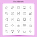 OutLine 25 Basic Ui Elements Icon set. Vector Line Style Design Black Icons Set. Linear pictogram pack. Web and Mobile Business Royalty Free Stock Photo