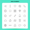 OutLine 25 Basic Ui Elements Icon set. Vector Line Style Design Black Icons Set. Linear pictogram pack. Web and Mobile Business Royalty Free Stock Photo