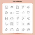 OutLine 25 Basic Ui Elements Icon set. Vector Line Style Design Black Icons Set. Linear pictogram pack. Web and Mobile Business Royalty Free Stock Photo