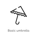outline basic umbrella vector icon. isolated black simple line element illustration from weather concept. editable vector stroke