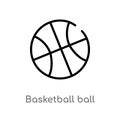 outline basketball ball with line vector icon. isolated black simple line element illustration from sports concept. editable