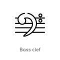 outline bass clef vector icon. isolated black simple line element illustration from music and media concept. editable vector Royalty Free Stock Photo