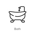 outline bath vector icon. isolated black simple line element illustration from beauty concept. editable vector stroke bath icon on