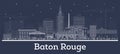Outline Baton Rouge Louisiana City Skyline with White Buildings