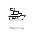 outline battleship vector icon. Royalty Free Stock Photo
