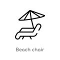 outline beach chair vector icon. isolated black simple line element illustration from summer concept. editable vector stroke beach