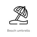 outline beach umbrella vector icon. isolated black simple line element illustration from accommodation concept. editable vector