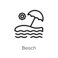 outline beach vector icon. isolated black simple line element illustration from hotel concept. editable vector stroke beach icon