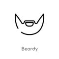 outline beardy vector icon. isolated black simple line element illustration from hygiene concept. editable vector stroke beardy