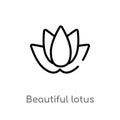 outline beautiful lotus flower vector icon. isolated black simple line element illustration from nature concept. editable vector